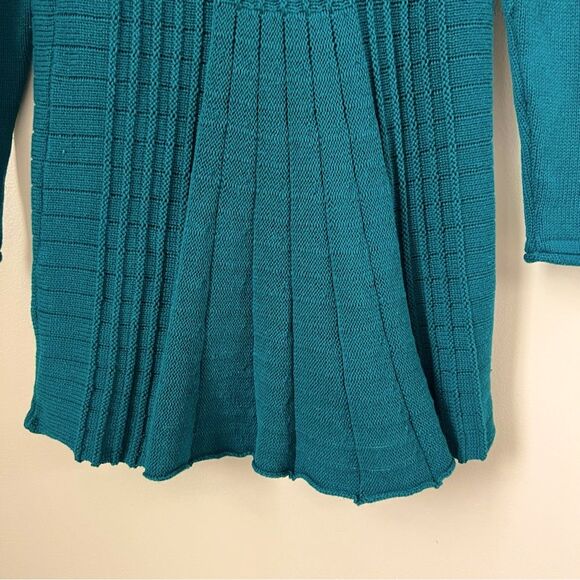 Notations Teal Long Sleeve Midweight Swingy Knit Cardigan Sweater - Picture 6 of 15